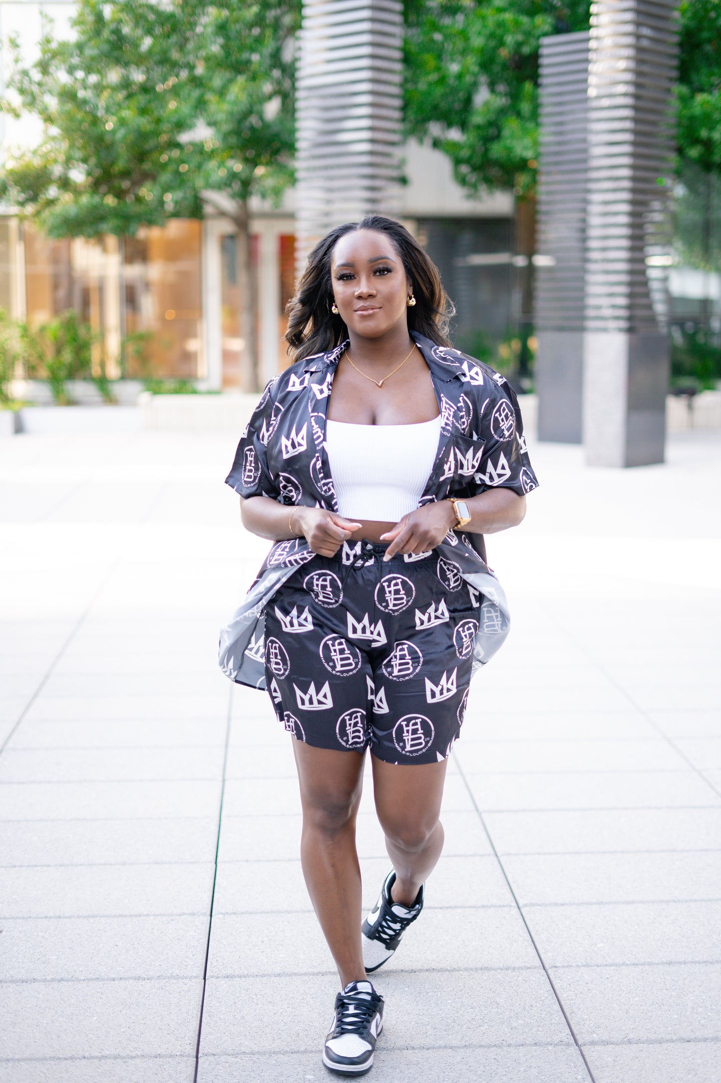 Young King Flourish Button Up Short Set