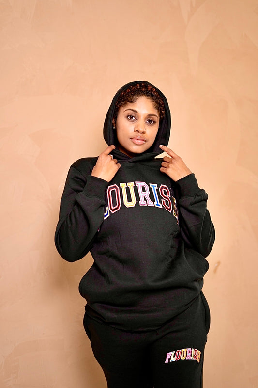 Flourish Multi Color Hoodie + Jogger Set BLACK