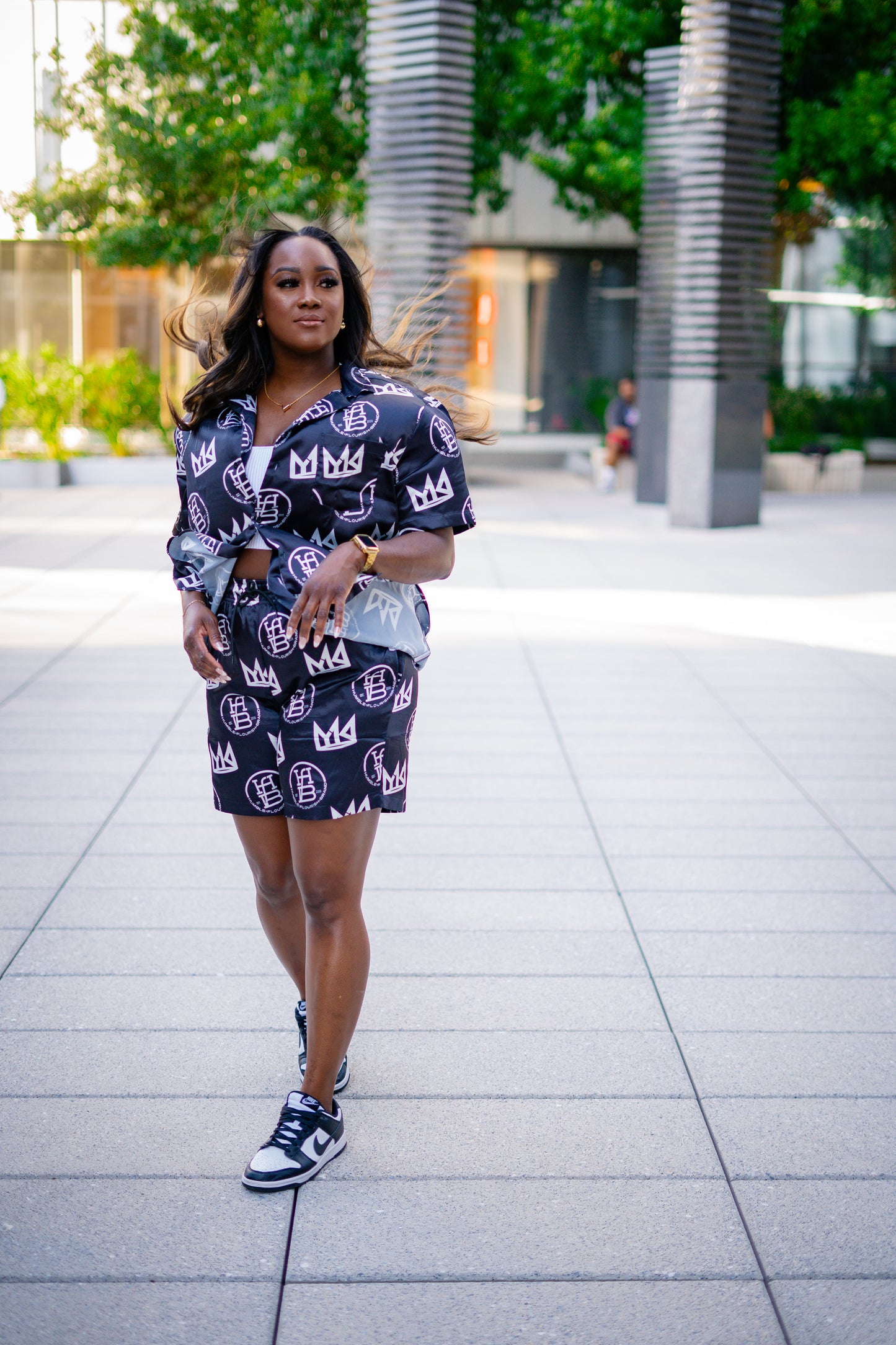 Young King Flourish Button Up Short Set