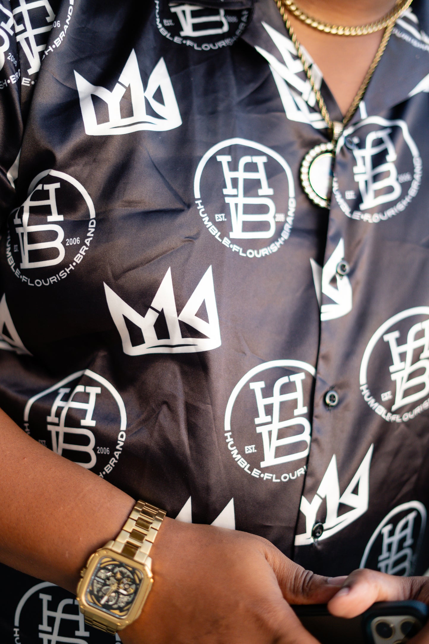 Young King Flourish Button Up Short Set