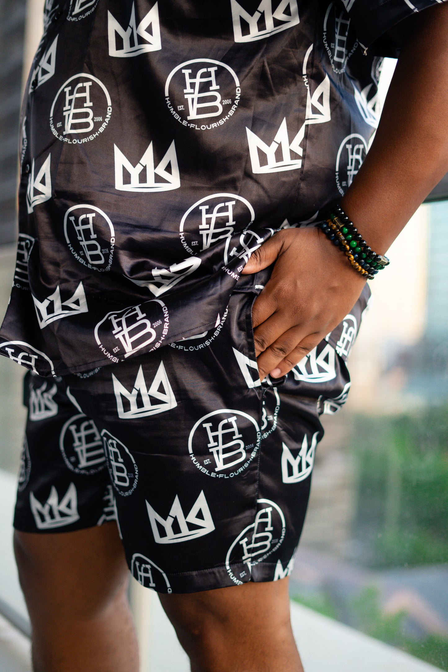 Young King Flourish Button Up Short Set