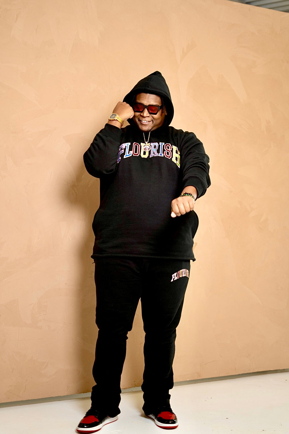 Flourish Multi Color Hoodie + Jogger Set BLACK