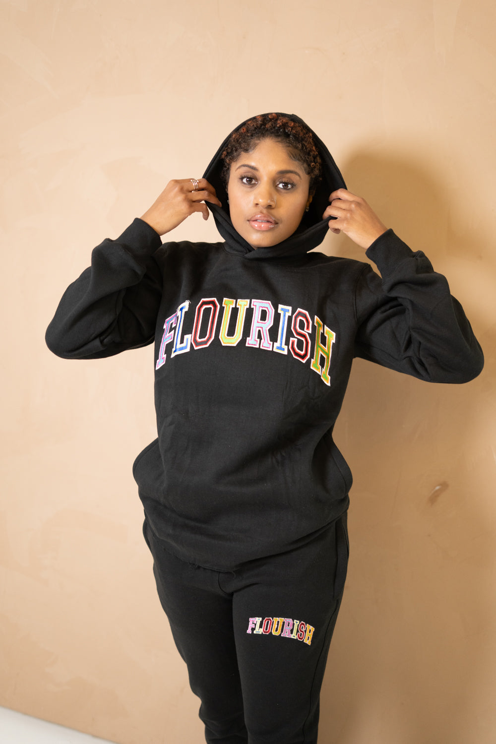 Flourish Multi Color Hoodie + Jogger Set BLACK