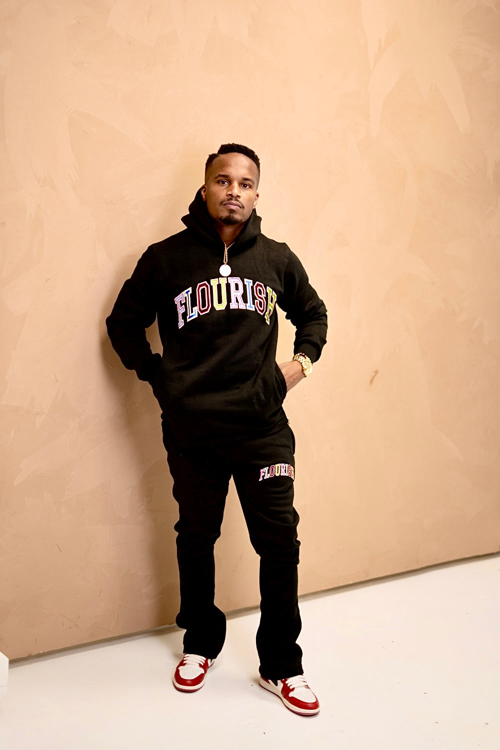 Flourish Multi Color Hoodie + Jogger Set BLACK