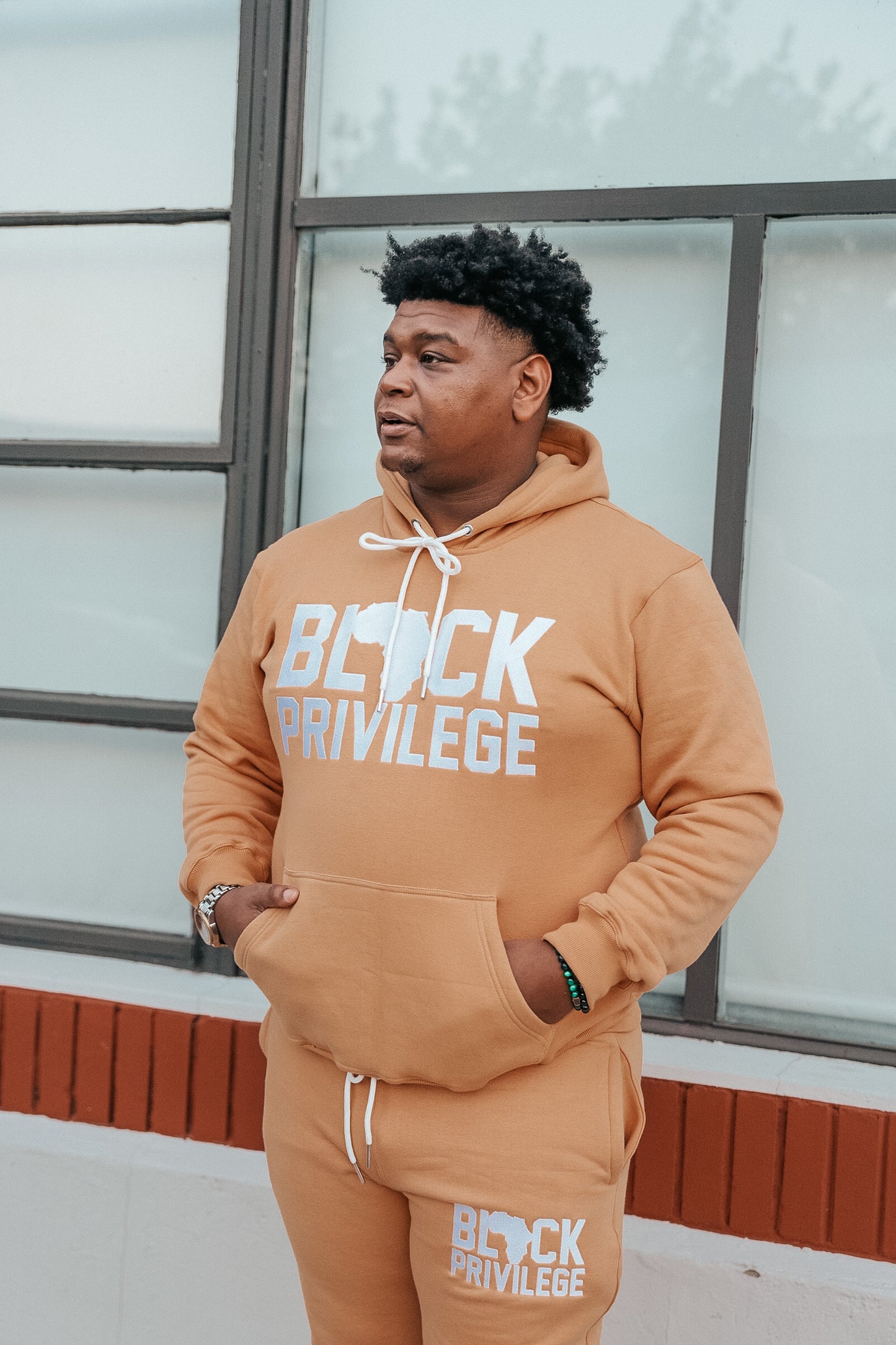 Black Privilege Hoodie + Jogger Set TAN