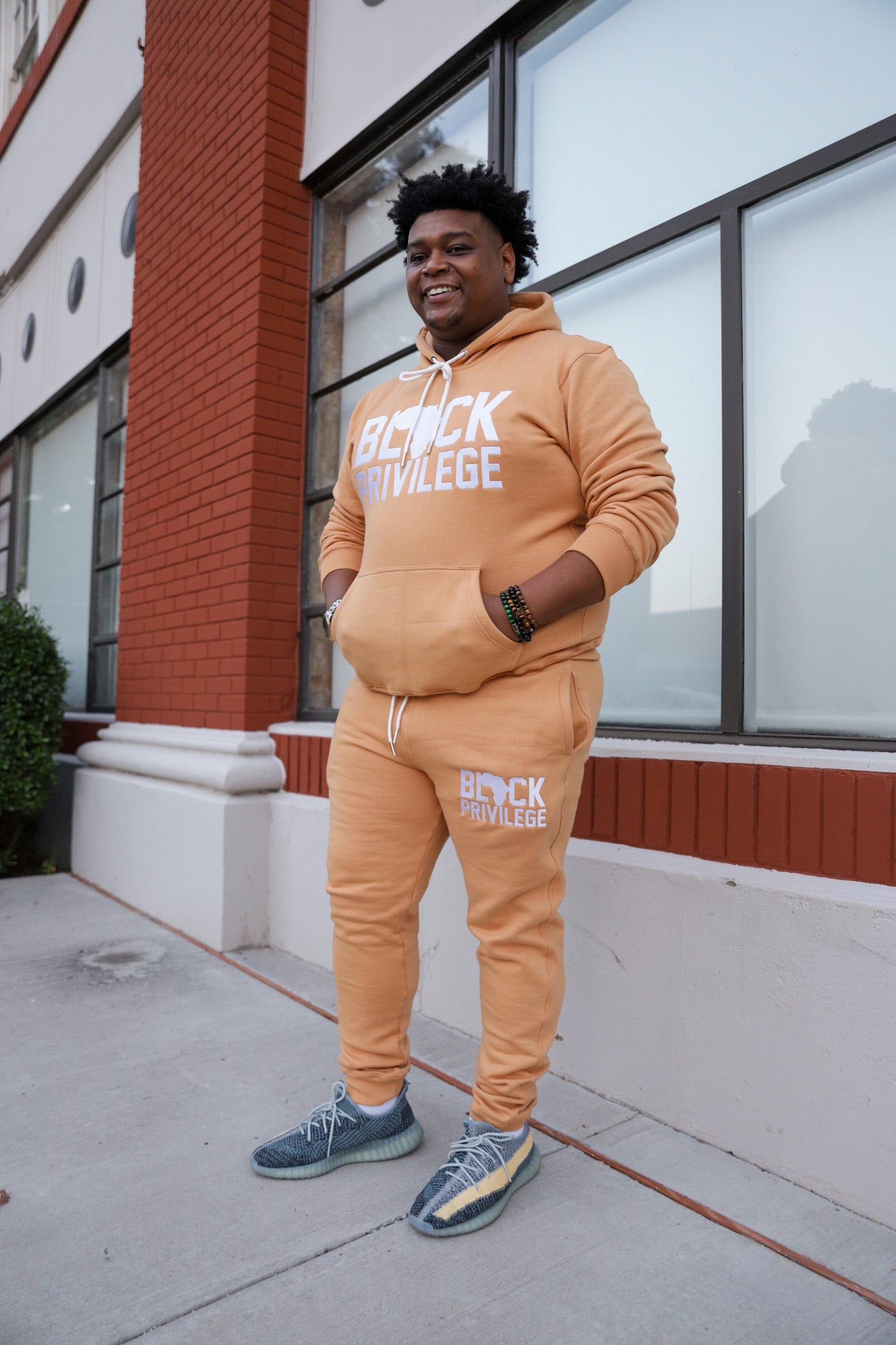 Black Privilege Hoodie + Jogger Set TAN